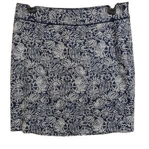 Vineyard Vines blue white pineapple print fully lined Margo skirt woman's size 4
